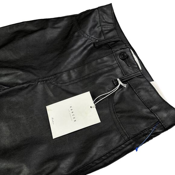 NEW Kancan Faux Leather sz 26 High Waist Black Pleather Leggings Skinny Pants - Picture 10 of 10